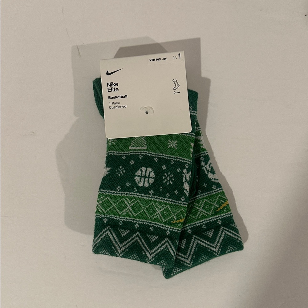Nike Holiday Elite Crew Socks 'Green' (PS) Sz: 10c - 3Y (BN1180-E0J)